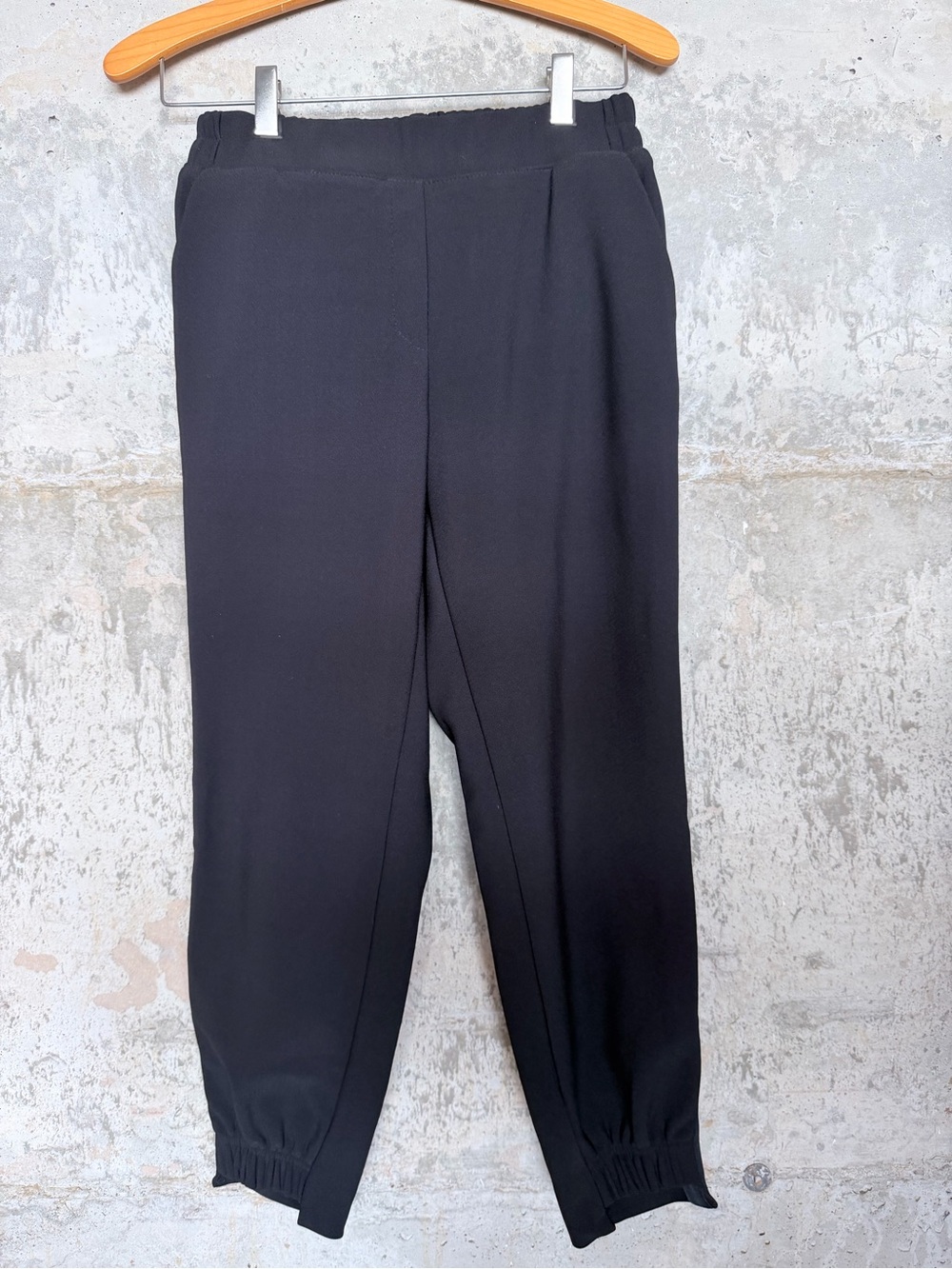 Black Tapered Elastic Cuff Pants